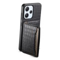 For Xiaomi Redmi 12/Note 12R Crocodile Texture Card Bag Design Full Coverage Phone Case(Black)