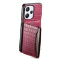 For Xiaomi Redmi 12/Note 12R Crocodile Texture Card Bag Design Full Coverage Phone Case(Red)
