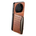 For Huawei Mate 60 Crocodile Texture Card Bag Design Full Coverage Phone Case(Brown)