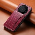 For Huawei Mate 60 Crocodile Texture Card Bag Design Full Coverage Phone Case(Red)