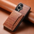 For Huawei nova 11 Pro Crocodile Texture Card Bag Design Full Coverage Phone Case(Brown)
