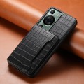 For Huawei P60 Crocodile Texture Card Bag Design Full Coverage Phone Case(Black)