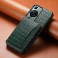 For Huawei P60 Crocodile Texture Card Bag Design Full Coverage Phone Case(Green)