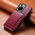 For Huawei P60 Crocodile Texture Card Bag Design Full Coverage Phone Case(Red)