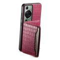 For Huawei P60 Crocodile Texture Card Bag Design Full Coverage Phone Case(Red)