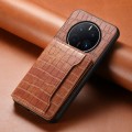 For Huawei Mate 50 Pro Crocodile Texture Card Bag Design Full Coverage Phone Case(Brown)