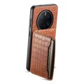 For Huawei Mate 50 Pro Crocodile Texture Card Bag Design Full Coverage Phone Case(Brown)
