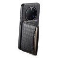 For Huawei Mate 50 Pro Crocodile Texture Card Bag Design Full Coverage Phone Case(Black)