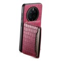 For Huawei Mate 50 Crocodile Texture Card Bag Design Full Coverage Phone Case(Red)