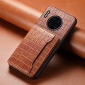 For Huawei Mate 30 Pro Crocodile Texture Card Bag Design Full Coverage Phone Case(Brown)