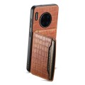 For Huawei Mate 30 Pro Crocodile Texture Card Bag Design Full Coverage Phone Case(Brown)