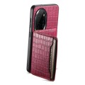 For Honor 100 Pro Crocodile Texture Card Bag Design Full Coverage Phone Case(Red)