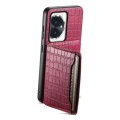 For Honor 100 Crocodile Texture Card Bag Design Full Coverage Phone Case(Red)