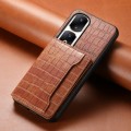 For Honor 90 Pro Crocodile Texture Card Bag Design Full Coverage Phone Case(Brown)