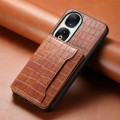 For Honor 90 Crocodile Texture Card Bag Design Full Coverage Phone Case(Brown)