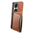 For Honor 90 Crocodile Texture Card Bag Design Full Coverage Phone Case(Brown)