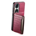 For Honor 90 Crocodile Texture Card Bag Design Full Coverage Phone Case(Red)