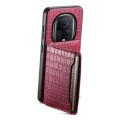 For Honor Magic5 Ultimate Crocodile Texture Card Bag Design Full Coverage Phone Case(Red)