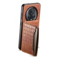 For Honor Magic5 Pro Crocodile Texture Card Bag Design Full Coverage Phone Case(Brown)