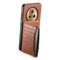 For Honor Magic5 Crocodile Texture Card Bag Design Full Coverage Phone Case(Brown)