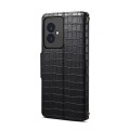 For Honor 100 Denior Crocodile Texture Oil Edge Leather Phone Case(Black)