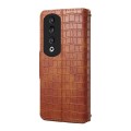For Honor 90 Pro Denior Crocodile Texture Oil Edge Leather Phone Case(Brown)