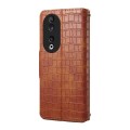 For Honor 90 Denior Crocodile Texture Oil Edge Leather Phone Case(Brown)