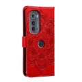 For Motorola Edge 2022 Sun Mandala Embossing Pattern Phone Leather Case(Red)
