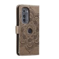 For Motorola Edge 2022 Sun Mandala Embossing Pattern Phone Leather Case(Grey)