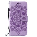 For Motorola Edge 2022 Sun Mandala Embossing Pattern Phone Leather Case(Purple)