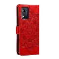 For Motorola Moto E13 Sun Mandala Embossing Pattern Phone Leather Case(Red)
