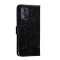 For Motorola Moto E13 Sun Mandala Embossing Pattern Phone Leather Case(Black)