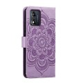 For Motorola Moto E13 Sun Mandala Embossing Pattern Phone Leather Case(Purple)