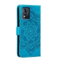For Motorola Moto E13 Sun Mandala Embossing Pattern Phone Leather Case(Blue)