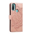 For Motorola Moto E20 Sun Mandala Embossing Pattern Phone Leather Case(Rose Gold)