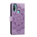 For Motorola Moto E20 Sun Mandala Embossing Pattern Phone Leather Case(Purple)
