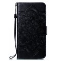 For Motorola Moto E40 Sun Mandala Embossing Pattern Phone Leather Case(Black)