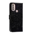For Motorola Moto E40 Sun Mandala Embossing Pattern Phone Leather Case(Black)
