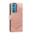 For Motorola Moto Edge 30 Sun Mandala Embossing Pattern Phone Leather Case(Rose Gold)