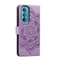 For Motorola Moto Edge 30 Sun Mandala Embossing Pattern Phone Leather Case(Purple)