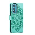 For Motorola Moto Edge 30 Sun Mandala Embossing Pattern Phone Leather Case(Green)