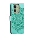 For Motorola Moto Edge 40 Sun Mandala Embossing Pattern Phone Leather Case(Green)