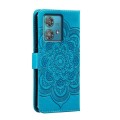 For Motorola Moto Edge 40 Neo Sun Mandala Embossing Pattern Phone Leather Case(Blue)