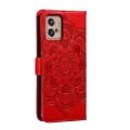 For Motorola Moto G32 Sun Mandala Embossing Pattern Phone Leather Case(Red)