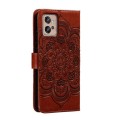 For Motorola Moto G32 Sun Mandala Embossing Pattern Phone Leather Case(Brown)