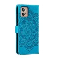 For Motorola Moto G32 Sun Mandala Embossing Pattern Phone Leather Case(Blue)