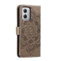 For Motorola Moto G53 Sun Mandala Embossing Pattern Phone Leather Case(Grey)