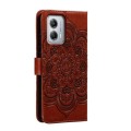 For Motorola Moto G53 Sun Mandala Embossing Pattern Phone Leather Case(Brown)