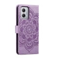 For Motorola Moto G53 Sun Mandala Embossing Pattern Phone Leather Case(Purple)