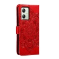 For Motorola Moto G54 Sun Mandala Embossing Pattern Phone Leather Case(Red)